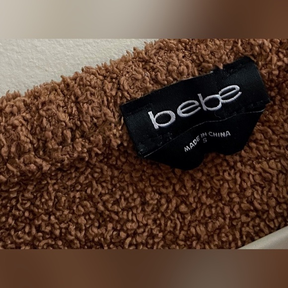 bebe Brown Crew Neck Crop Sweater Oversized S Fall Chic - Picture 6 of 8